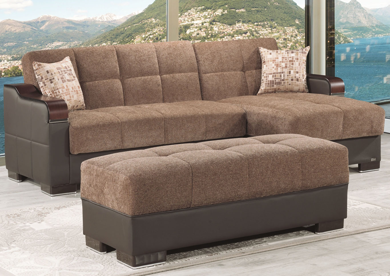 Downtown Brown Chenille Sectional L+C,Ottomanson (Previously Casamode)